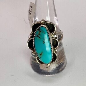 Sterling Silver Turquoise Southwestern Ring Size 10 Artisan Crafted